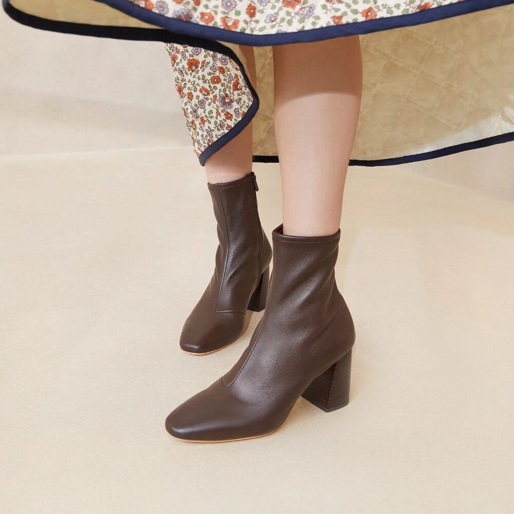 Loeffler Randall Elise Leather Boots in Chocolate US8.5